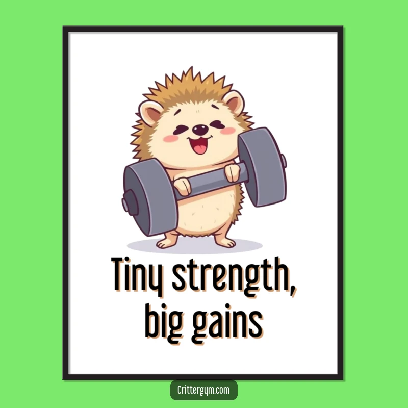 Funny Hedgehog Poster: Decorate with This Determined Gym Effort Art