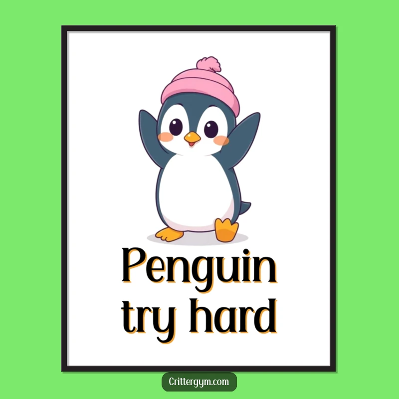 Funny Penguin Handstand Poster - Quirky Wall Art for a Giggle