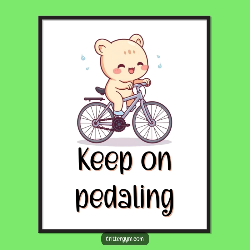 Funny Workout Poster: Creature on Bike, Hilarious Motivational Art Gift