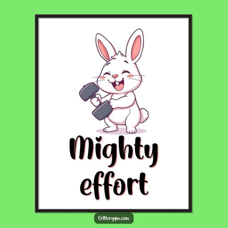 Funny Rabbit Gym Poster: Comical Fitness Art, Hilarious Funny Gift for Walls