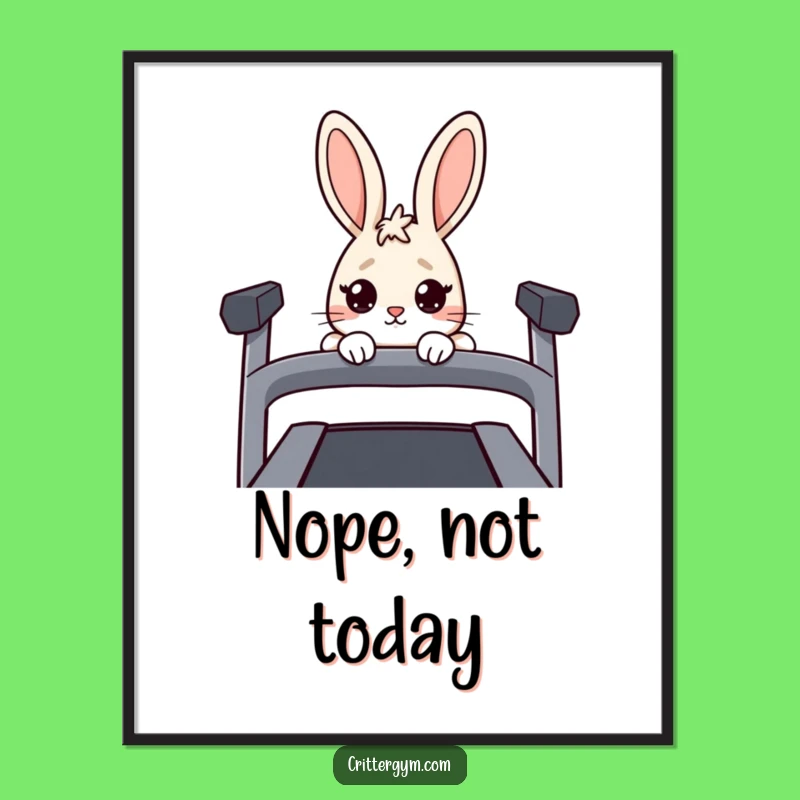 Funny Nervous Rabbit Poster: Hilarious Art for Fitness Averse Spaces