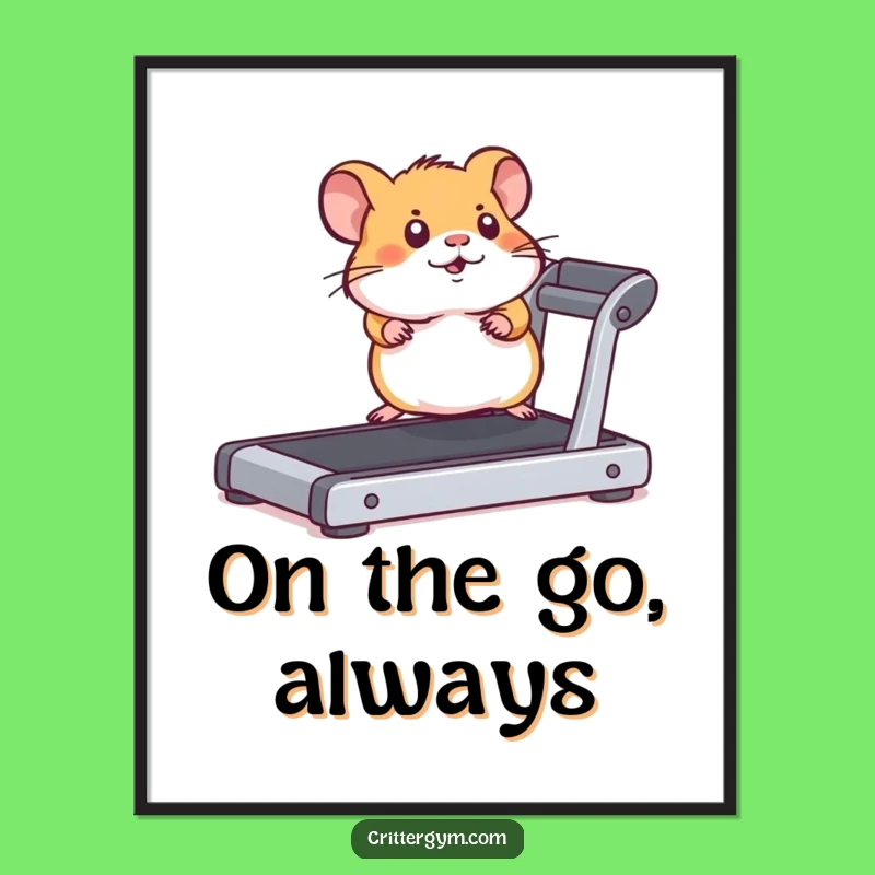 Funny Hamster Treadmill Poster: Motivational Fitness Art for Your Space