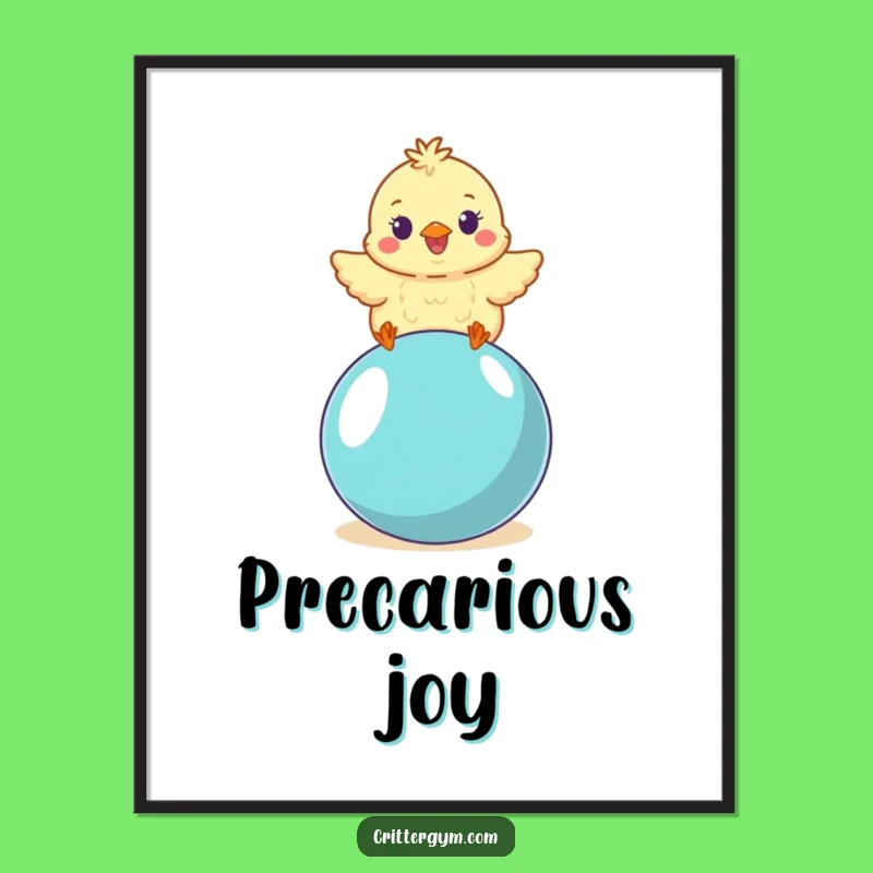 Funny Chick Poster: Wobbly Yoga Ball Art, a Hilarious Funny Decor Gift!