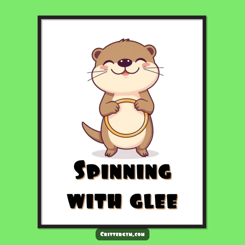 Funny Grinning Otter Hula Hoop Poster: Joyful Art, Perfect Funny Gift