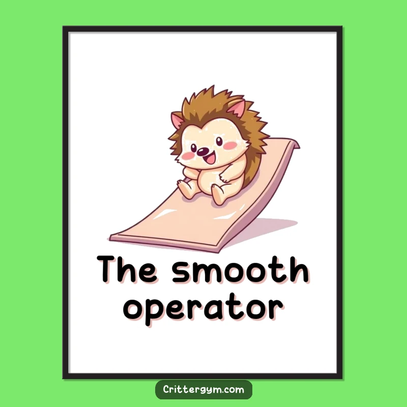 Funny Hedgehog Slide Poster: Hilarious Gym Art for Playful Spaces