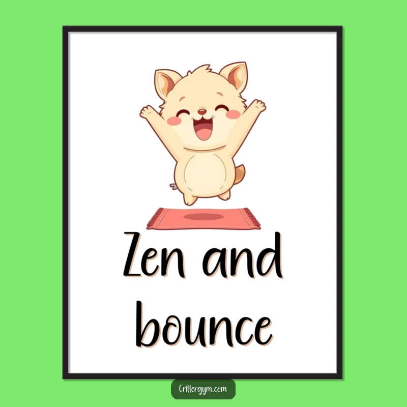 Funny Yoga Poster: Fluffy Animal Bounce, Hilarious Wall Art for Zen Spaces