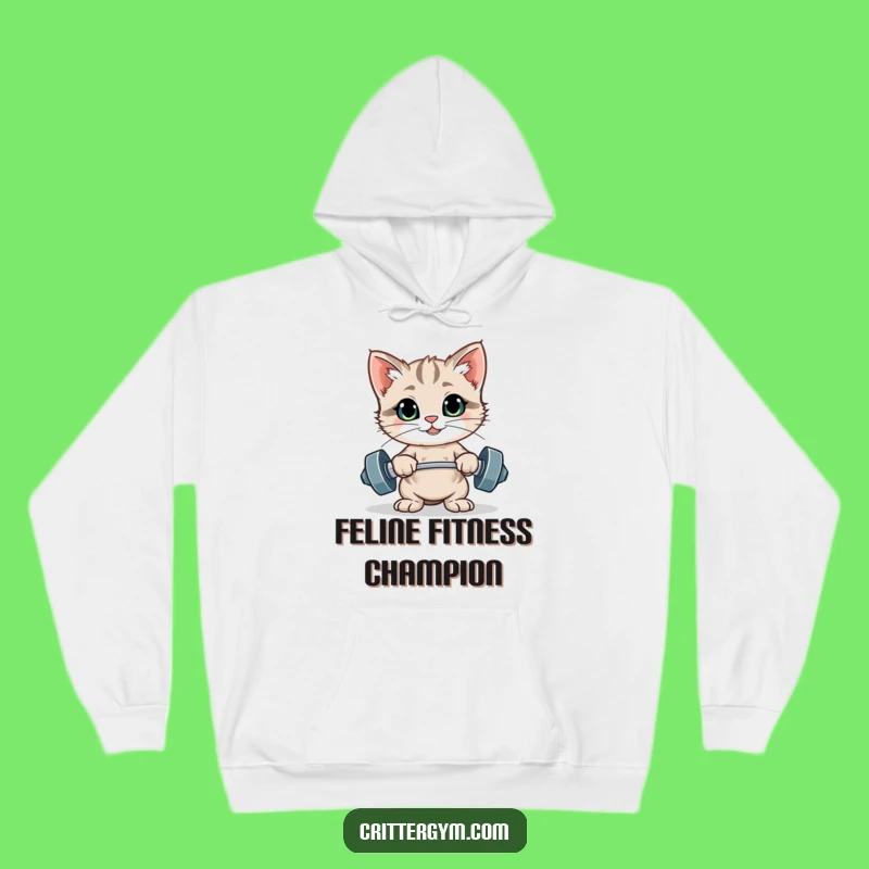 Funny Kitten Weightlifting Hoodie: Cozy Charm for Post-Workout Relaxation
