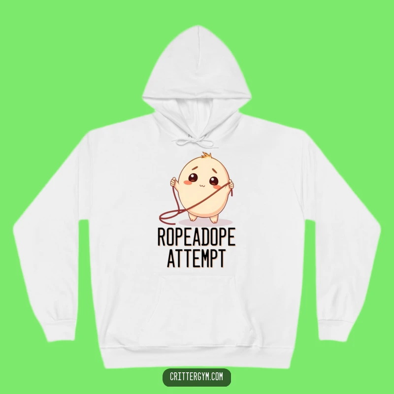 Funny Cozy Hoodie: Bewildered Creature Jump Rope, Warm and Witty Casual Wear