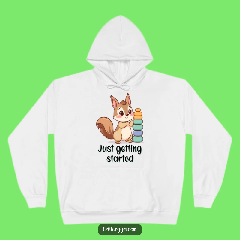 Funny Squirrel Lifting Weights Hoodie - Cozy, Humorous Gym Apparel for Workout Fans