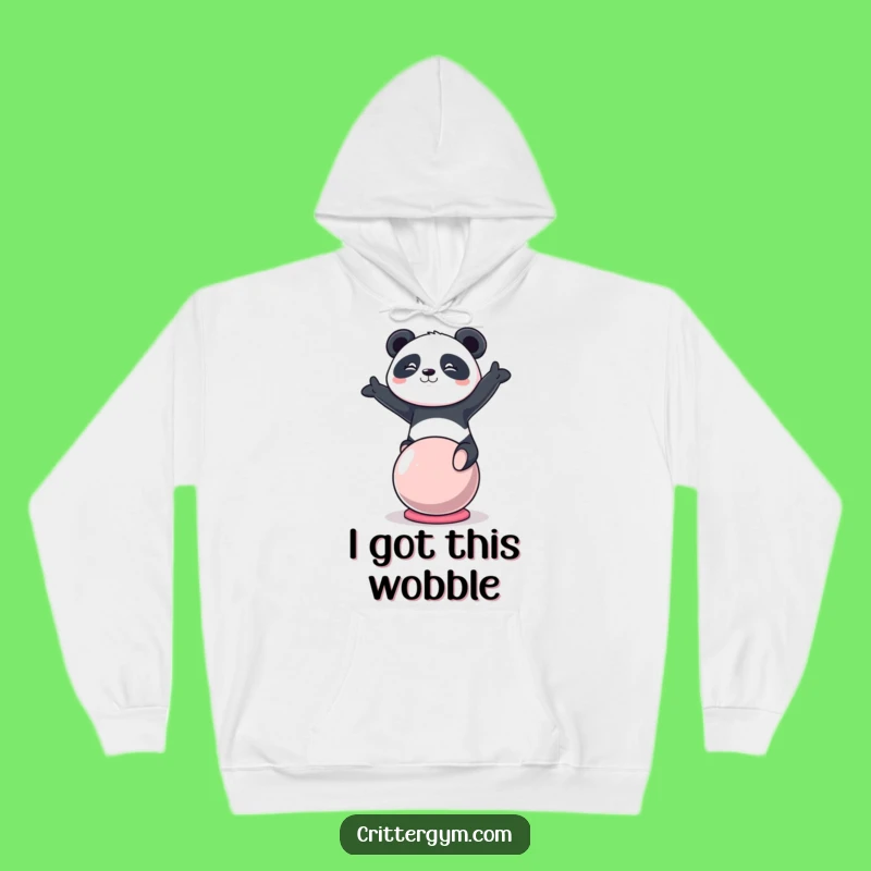 Cozy Funny Kawaii Panda Yoga Ball Hoodie, Warm Motivational Gift for Athletes