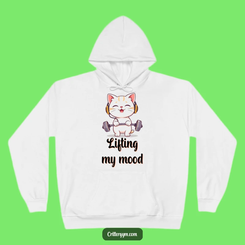 Funny Cat Headphones Lifting Hoodie: Cozy Giggling Character Gift