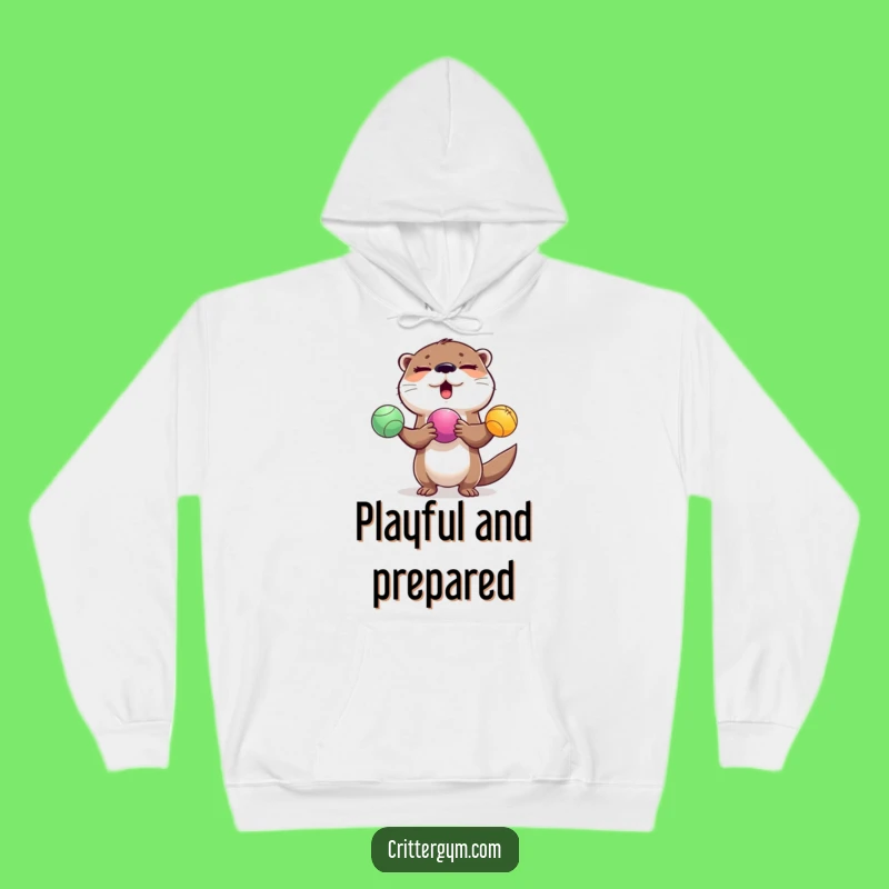 Funny Otter Juggling Hoodie: Cozy Fun for Playful Fitness Enthusiasts