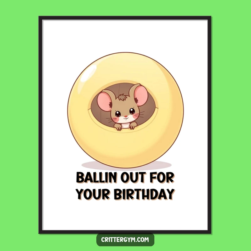 Funny Free Printable Wall Art: Mouse in Deflated Ball, Humorous Animal Downloadable Decor for Playful Spaces