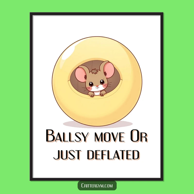 Funny Free Printable Wall Art: Mouse Hiding in Ball Decor