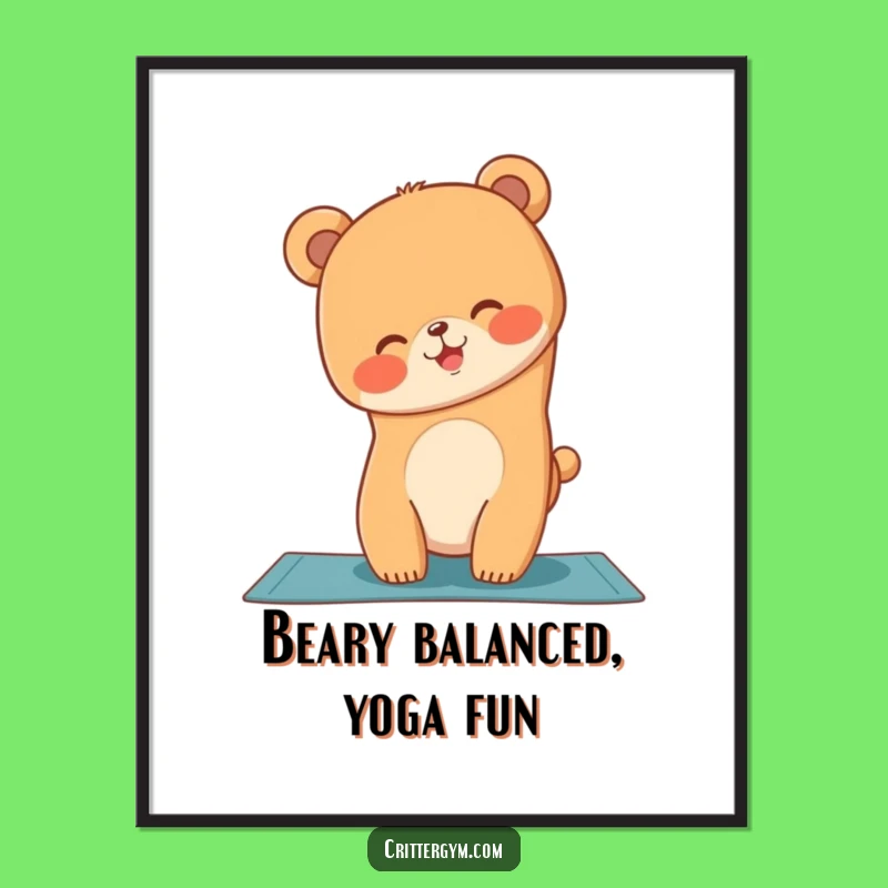 Free Printable Wall Art: Bear Cub Handstand Funny Downloadable Art