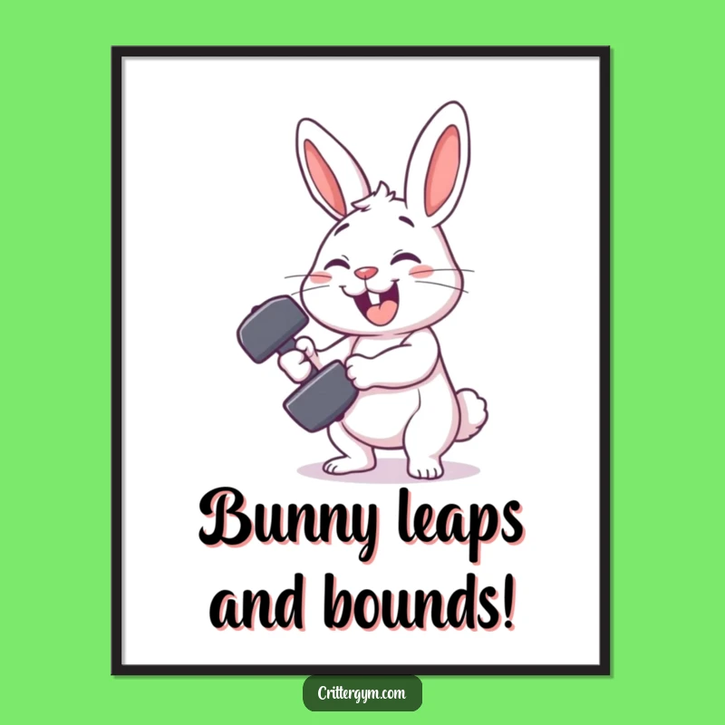 Free Printable Wall Art: Rabbit Fails Dumbbell, Humorous Downloadable Decor!