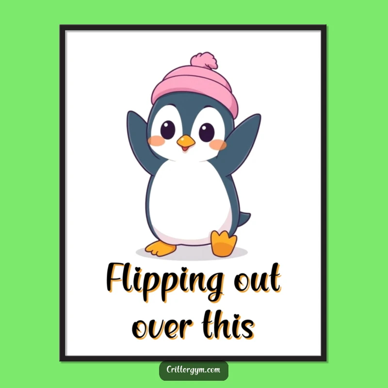 Funny Free Printable Art: Penguin Handstand, Quirky Downloadable Decor!