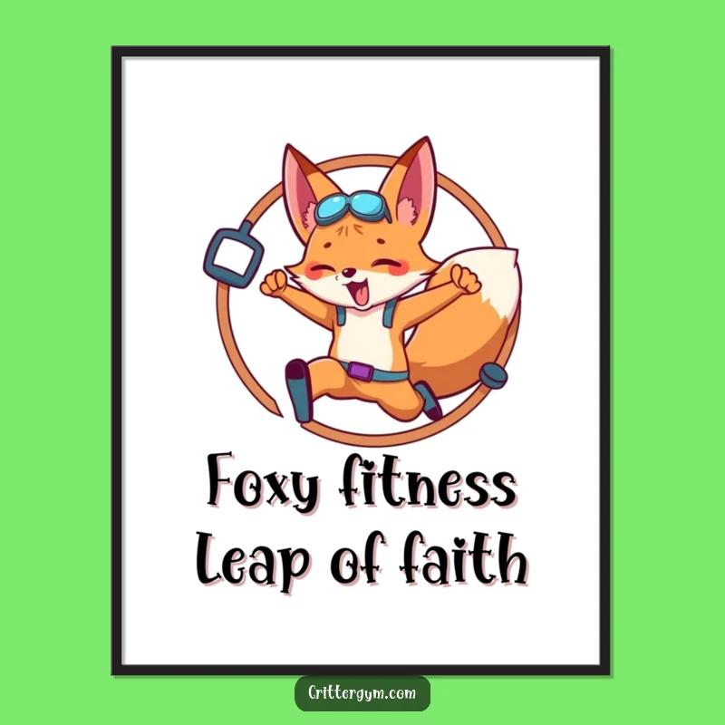 Free Printable Fox Gym Art - Energetic Leap Downloadable Decor for Motivation
