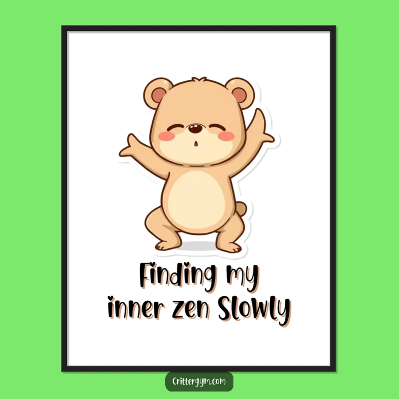 Free Printable Funny Bear Yoga Wall Art - Hilarious Wobbling Bear Downloadable Decor