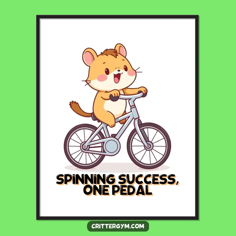 Funny Free Printable Wall Art: Critter on Bike - Humorous Fitness Decor Downloadable