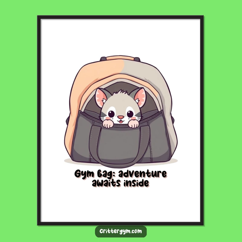 Funny Free Printable Wall Art: Critter Peeking in Bag - Humorous Decor Downloadable