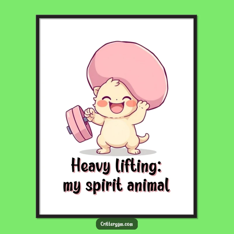 Funny Free Printable Wall Art: Creature Lifting Weight - Humorous Gym Decor Downloadable