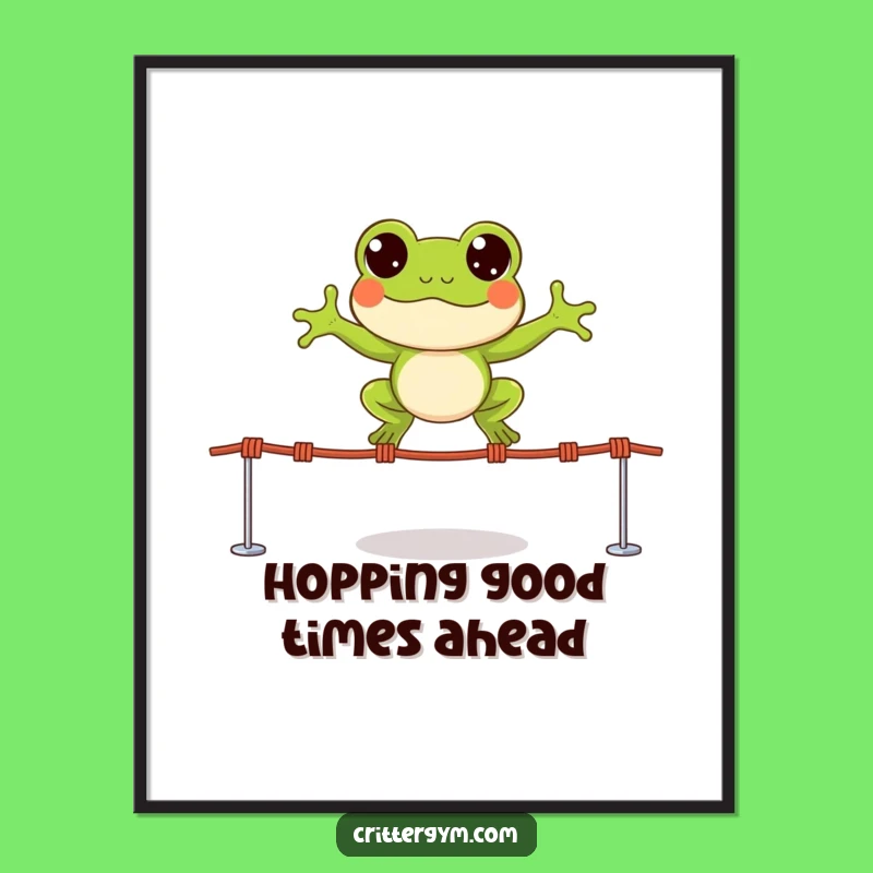 Funny Free Printable Art: Frog Jumping High, Energetic Downloadable Decor!