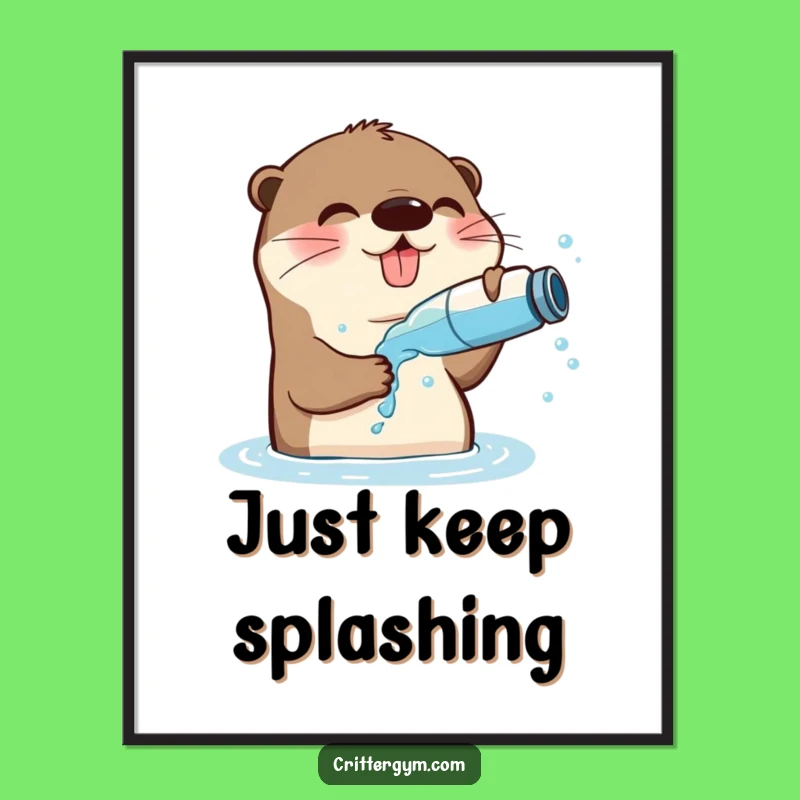 Free Printable Funny Otter Wall Art - Refreshing Splash Downloadable Decor