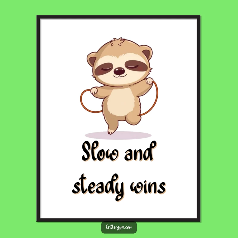 Free Printable Sloth Wall Art: Hilarious Slow Jump Rope Poster, Downloadable Decor
