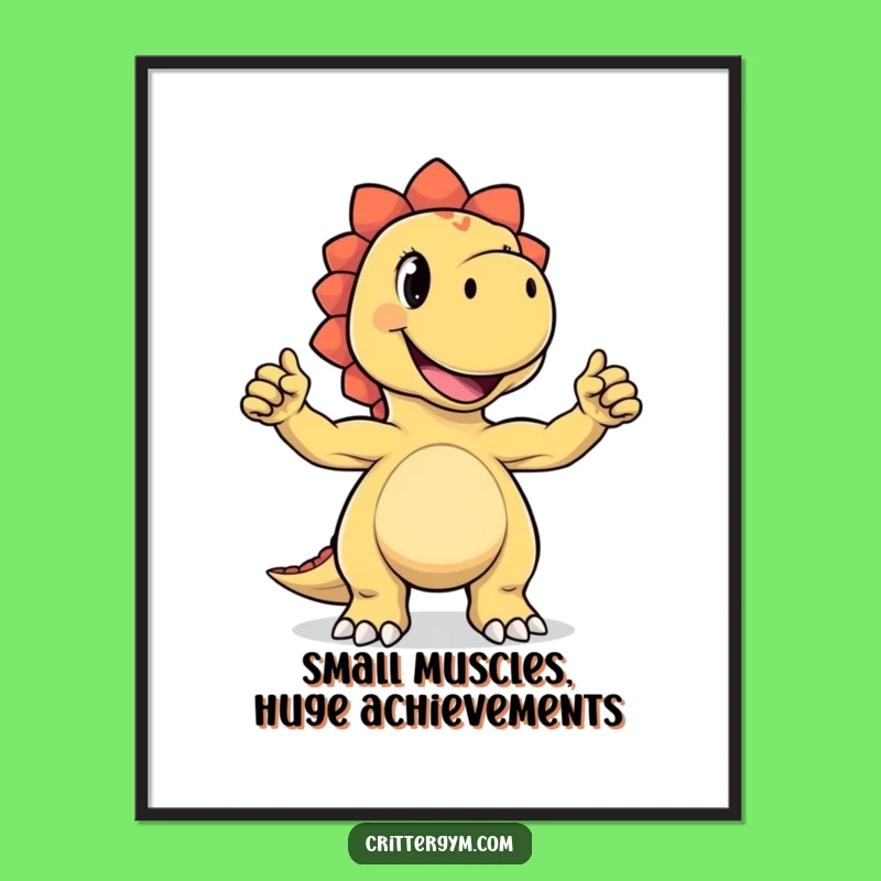 Funny Free Printable Wall Art: Dino Flexing Biceps - Hilarious Downloadable Decor
