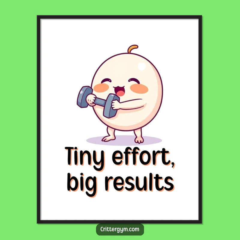 Funny Free Printable Wall Art: Creature Lifting Dumbbell, Hilarious Workout Decor Download