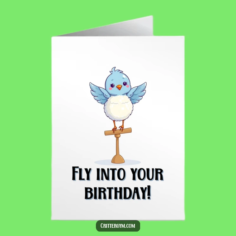 Free Printable Birthday Card: Ballet Bird Balance Beam Funny Downloadable Gift