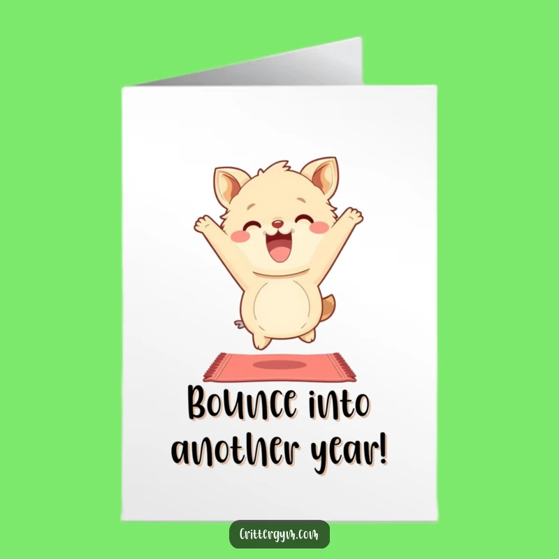 Free Printable Birthday Card: Energetic Fluffy Animal Yoga, Hilarious Celebration Greeting Download