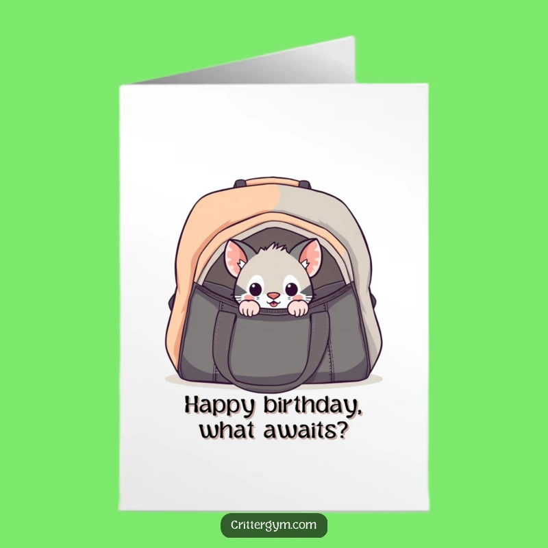 Free Printable Birthday Card: Critter Peeking in Bag - Funny Surprise Gift