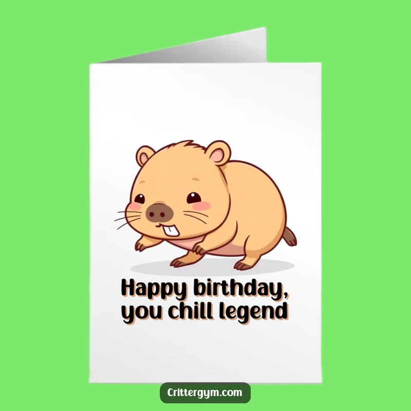 Funny Free Printable Birthday Card: Effortful Capybara Push-Up, Downloadable Gym Gift