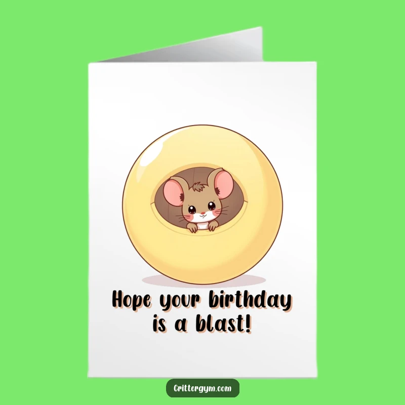 Funny Free Printable Birthday Card: Mouse in Deflated Ball Gift