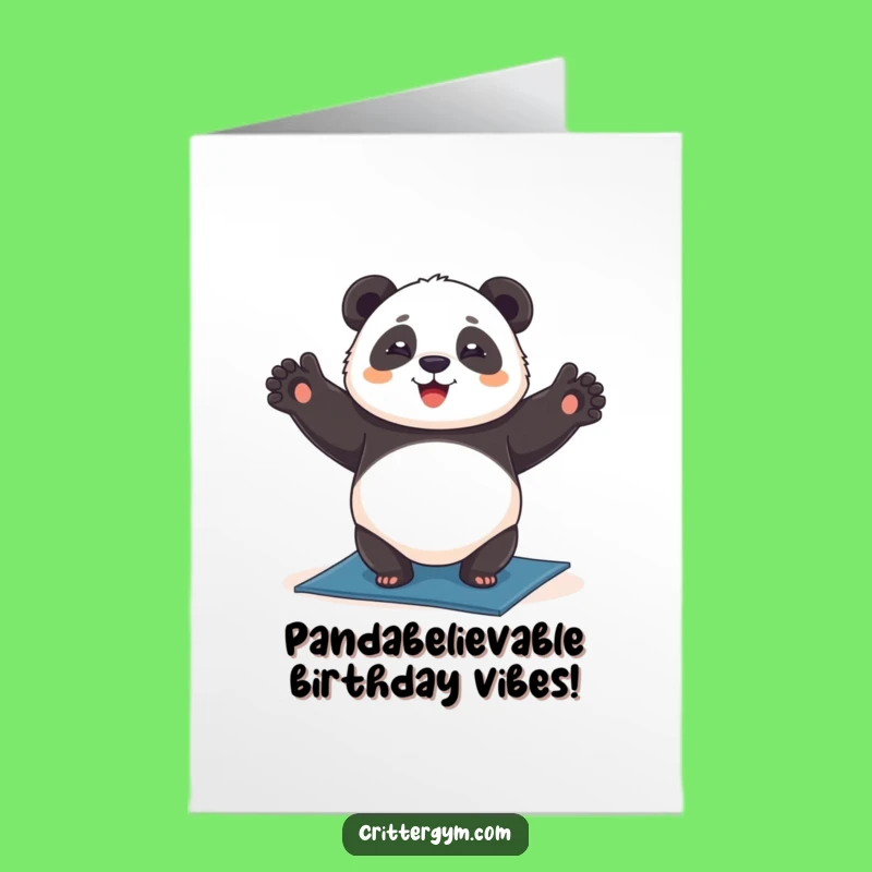 Free Printable Birthday Card: Panda Headstand, Happy Balance, Funny Downloadable Gift