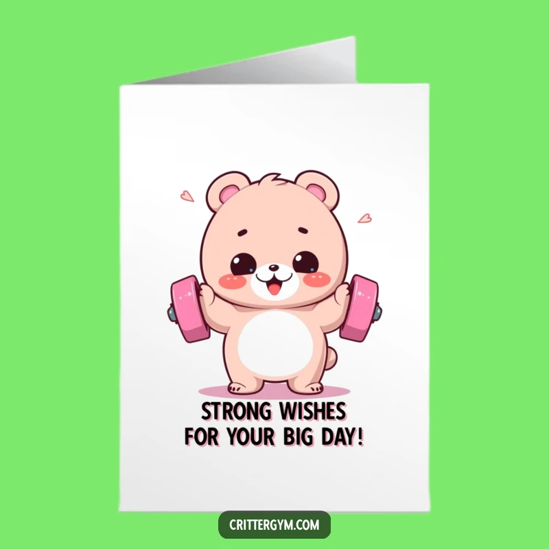 Free Printable Bear Birthday Card: Funny Strongman Lift Downloadable Gift