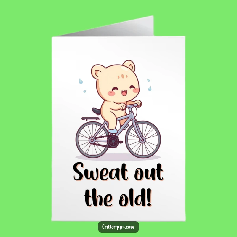 Free Printable Birthday Card: Creature's Bike Ride Effort, Hilarious Workout Greeting Download