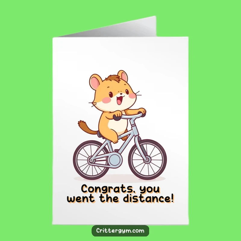 Free Printable Congrats Card: Critter on Bike - Humorous Achievement Downloadable