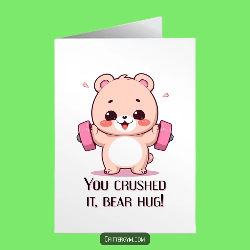 Free Printable Bear Congrats Card: Funny Strongman Win Downloadable Gift