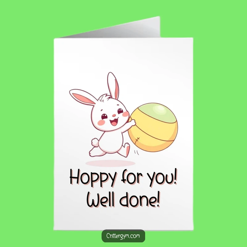 Free Printable Congrats Card: Bunny's Ball Chase, Achievement Downloadable Humor
