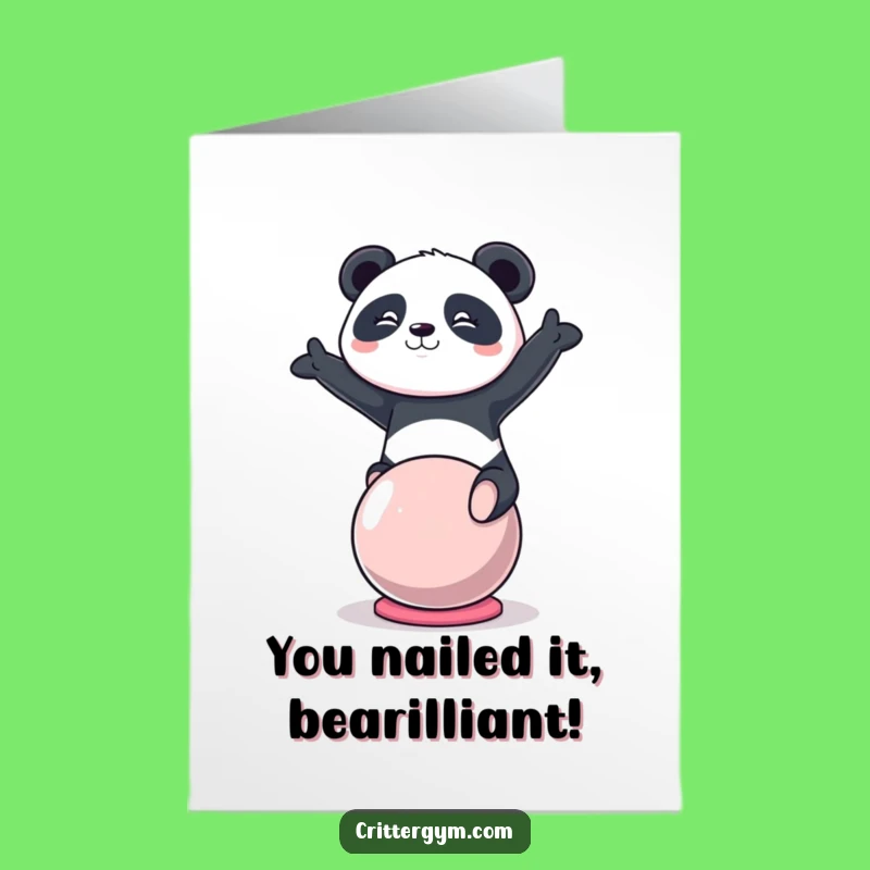 Free Printable Congratulations Card: Determined Panda Yoga Balance, Downloadable Achievement Greeting