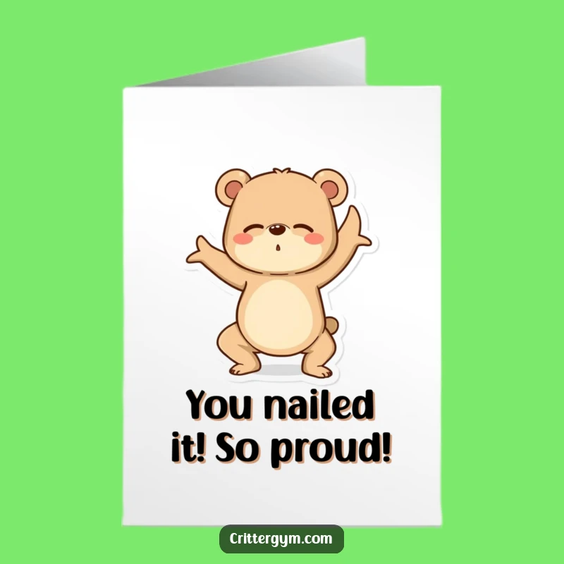 Free Printable Funny Bear Yoga Congratulations Card - Hilarious Wobbling Bear Downloadable