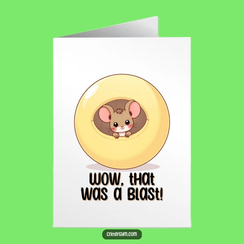 Free Printable Congrats Card: Mouse Escapes Ball, Funny Downloadable Gift for Triumphant Moments