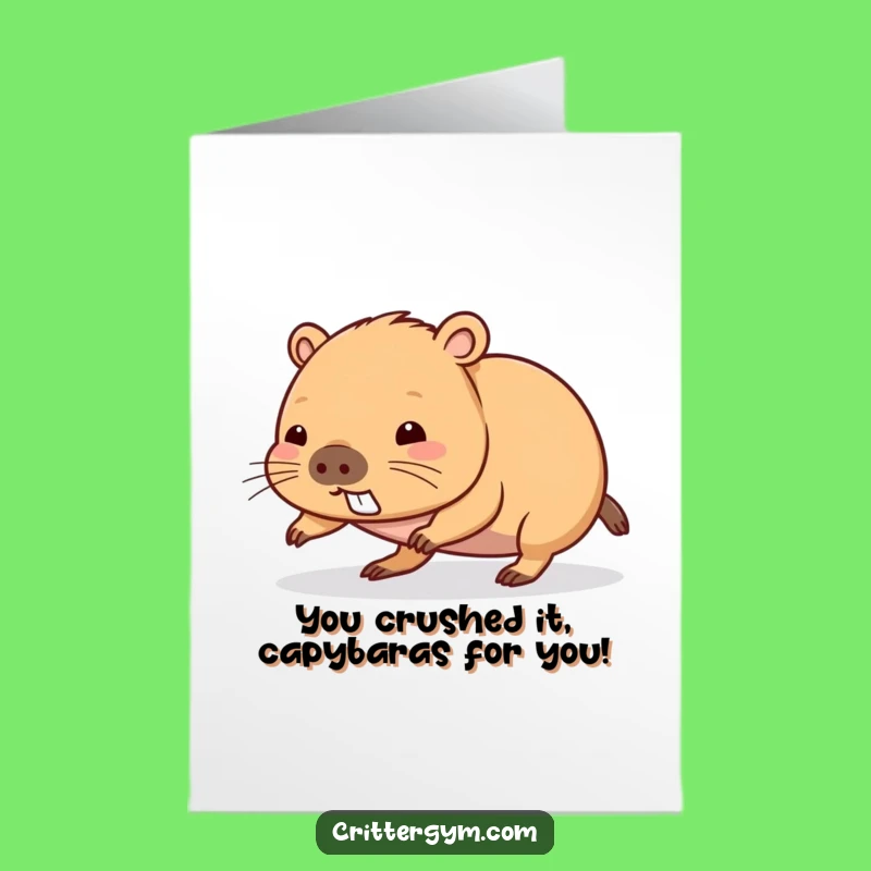 Free Printable Congratulations Card: Effortful Capybara Push-Up, Downloadable Achievement Greeting