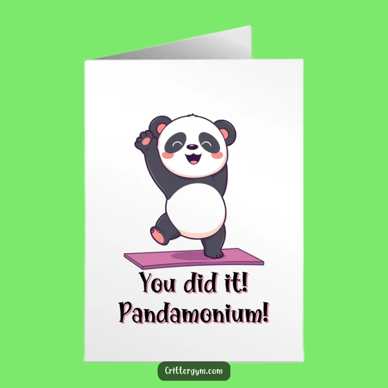 Free Printable Congrats Card: Panda Handstand Wobble Downloadable Gift for Success