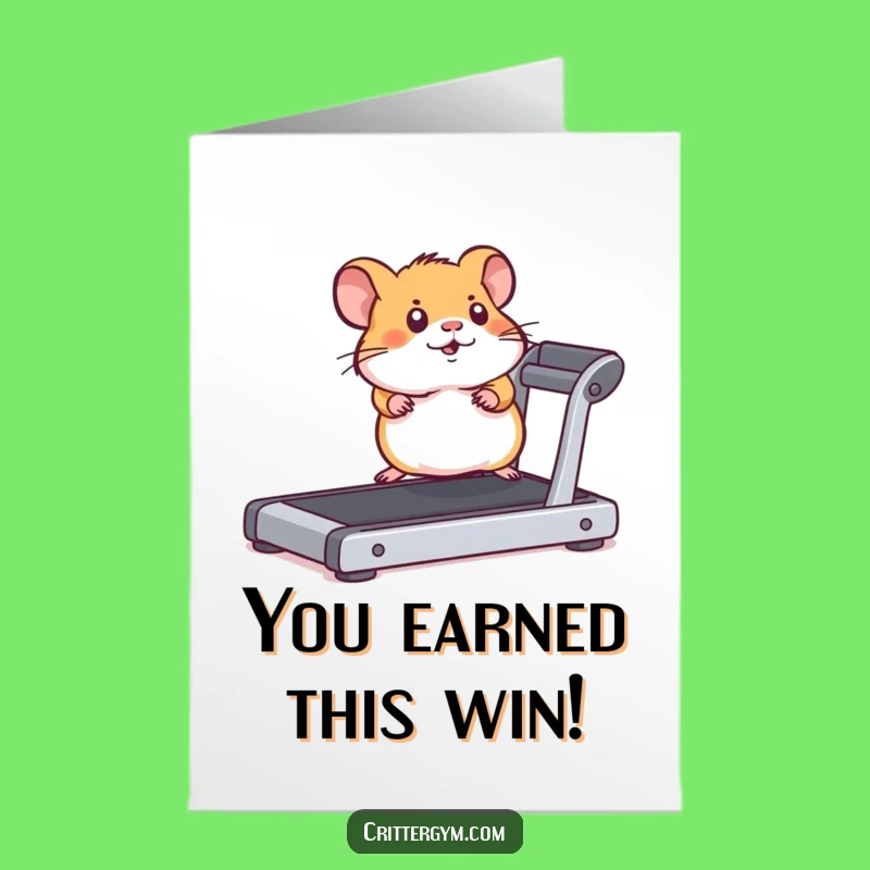 Free Printable Congrats Card: Hamster Treadmill Runner Funny Downloadable Gift