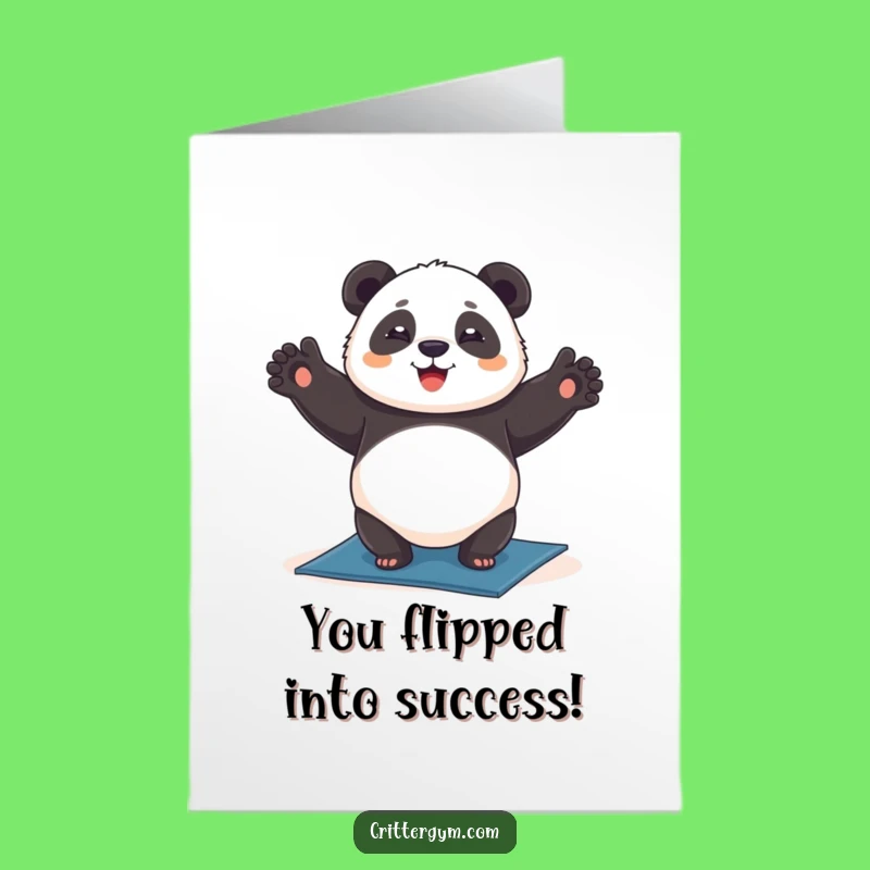 Free Printable Congrats Card: Panda's Yoga Triumph, Downloadable Celebration