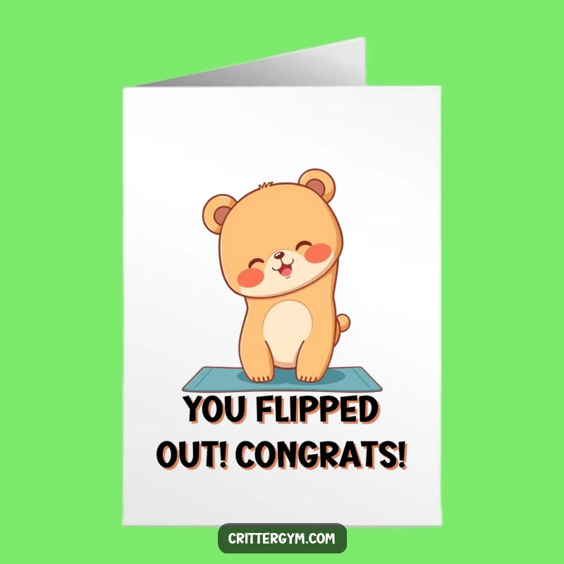 Funny Free Printable Congrats Card: Bear Cub's Yoga Triumph Downloadable Gift